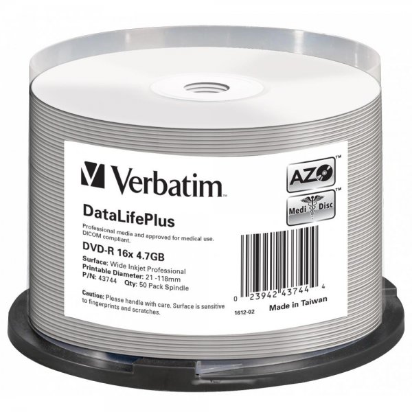 Verbatim DVD-R DL+ 16x 4,7GB 50er Spindel Rohlinge bedruckbar keine ID-Marke