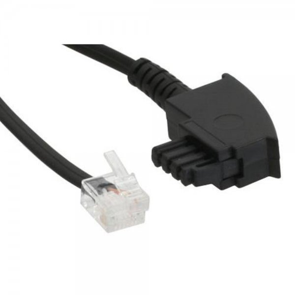 InLine TAE-F Kabel 6P2C Stecker für DSL Splitter 0,5m Schwarz Anschlusskabel Westernstecker