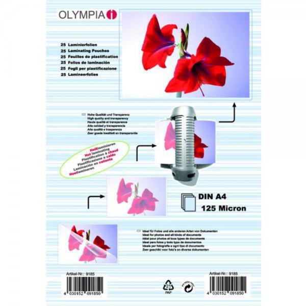 Olympia Laminierfolien-Set DIN A4 125 Micron 25 Stück