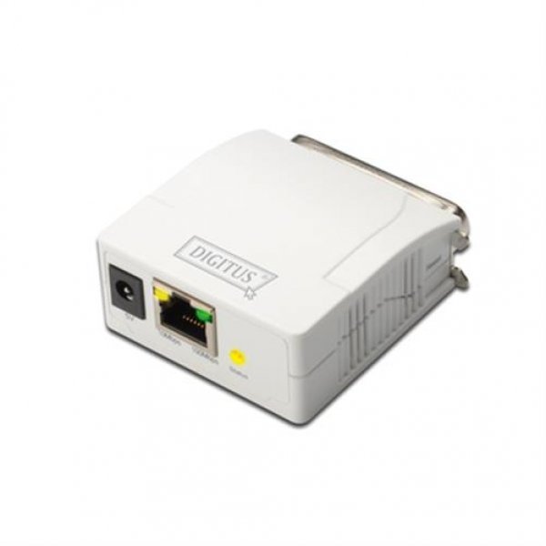 DIGITUS Fast Ethernet Druckerserver inkl Netzteil Print Server Parallel 1 Port RJ45 Netzwerk Drucker