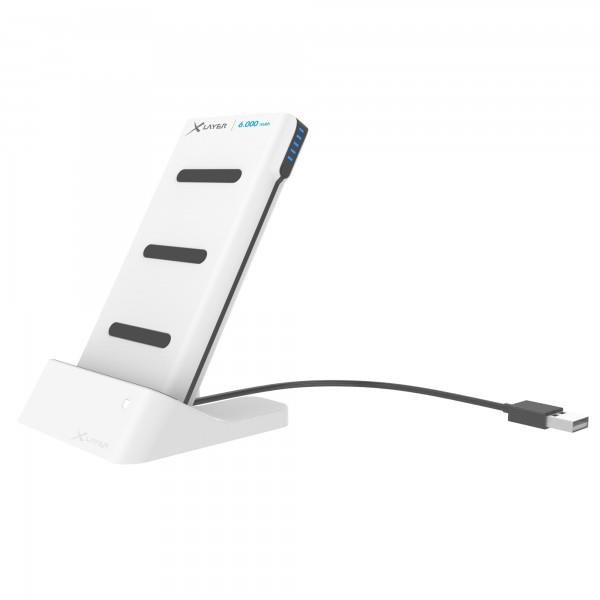 XLayer Zusatzakku Powerbank Wireless Charger with Dock Qi-Zertifiziert White 6000mAh Smartphones/Tab