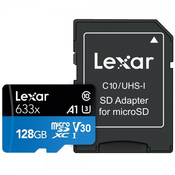 Lexar High-Performance 128GB 633x microSDHC/microSDXC UHS-I Speicherkarte inkl. SD-Adapter