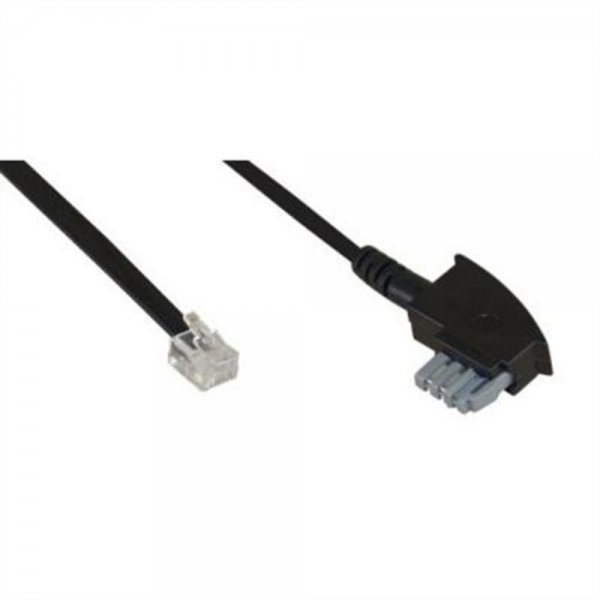 InLine TAE-N Anschlusskabel RJ12 Stecker 6 polig 10m Schwarz Kabel für Modem Anrufbeantworter