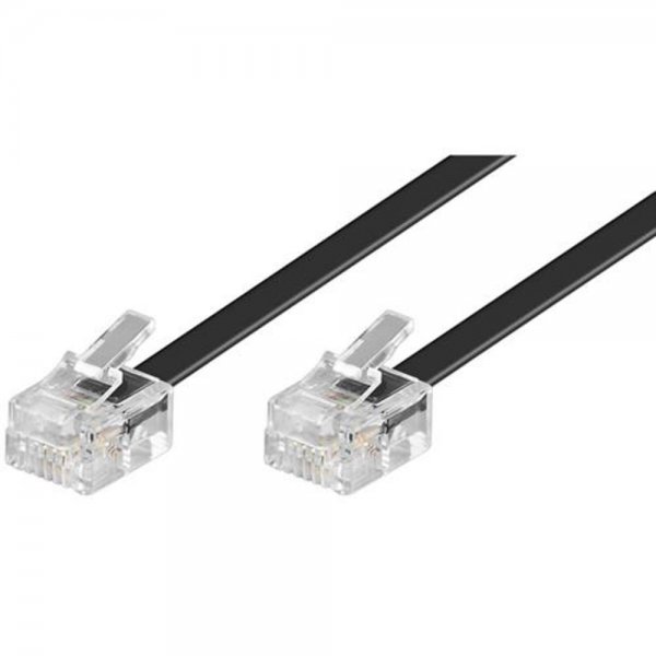 Wentronic Goobay TEL Kabel RJ11 6P4C Stecker 4 polig 6m Schwarz Modularanschlusskabel Anschlusskabel