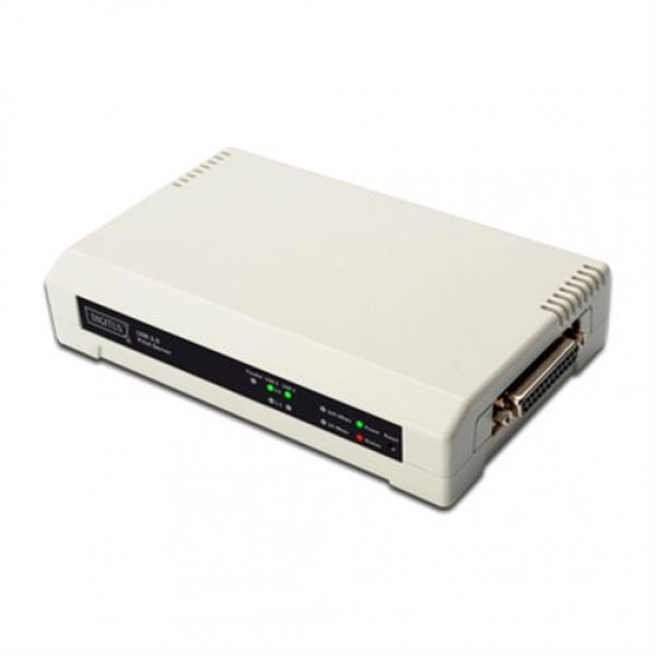 DIGITUS USB & Parallel Druckerserver Printserver 2+1 Port 2x USB A 1x RJ-45 Netzwerk Drucker
