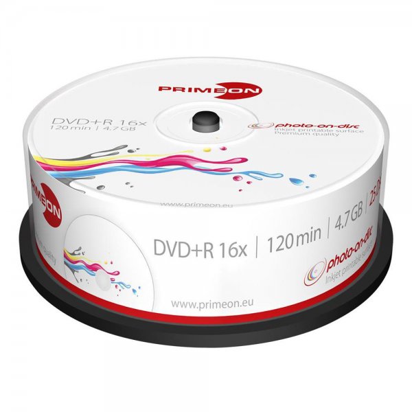 25x Top DVD+R Rohlinge 4,7GB 120Min 16x Spindel bedruckbar Premium-Beschichtung