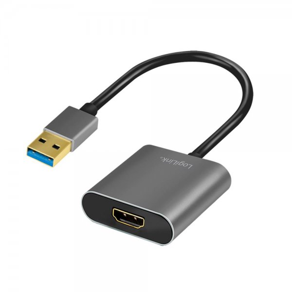 LogiLink USB 3.0-Adapter USB-A/M zu HDMI-A/F, 1080p, schwarz, 0,15 m