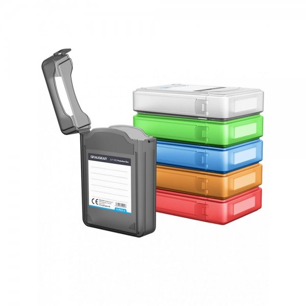 GRAUGEAR 6x 3,5'' HDD Schutzbox Set für Festplatten Sturzschutz Staubschutz mehrfarbig stapelbar Schutzhüllen Festplattenhülle