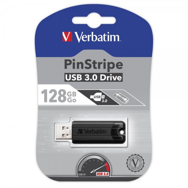 Verbatim (49319) High Speed USB Stick 3.0 Store n GO 128GB Schwarz Pin Stripe
