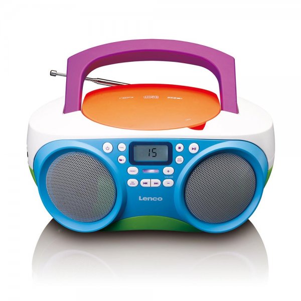 Lenco SCD-41 Kinderradio Tragbares FM-Radio mit CD/MP3-Player USB-Anschluss Kopfhöreranschluss Bunt