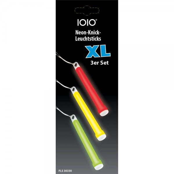 IOIO Knicklichter XL 3er Set Neon-Knick-Leuchtsticks 3 Stück rot grün gelb