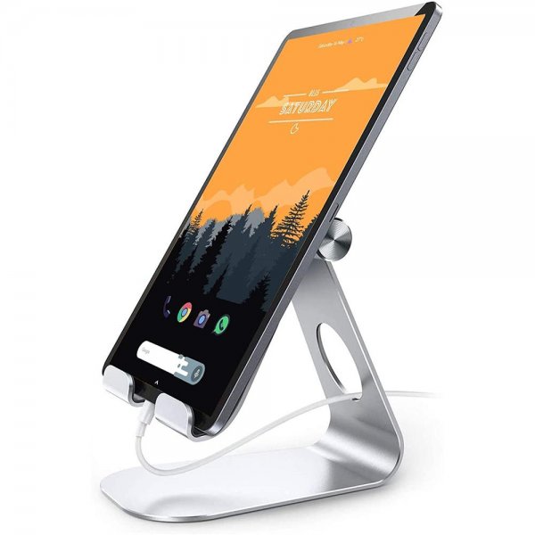 TERRATEC iTab M Silber Tablet Smartphone Multiwinkel Ständer Größe M Aluminium Handy Standfuß Halter einstellbarer Betrachtungswinkel