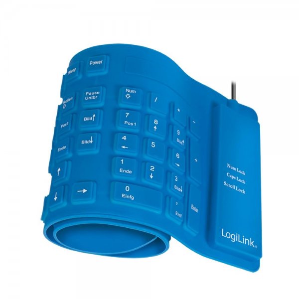 LogiLink ID0035A Tastatur Flexibel Wasserfest USB PS/2 blau