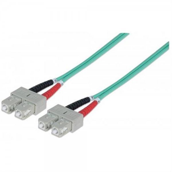 Intellinet Glasfaser LWL-Anschlusskabel, Duplex, Multi, Aqua, 1m, OM3, SC/SC