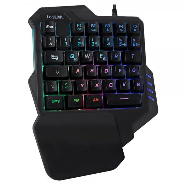 LogiLink Beleuchtete Einhand-Gaming Tastatur schwarz schnurgebunden