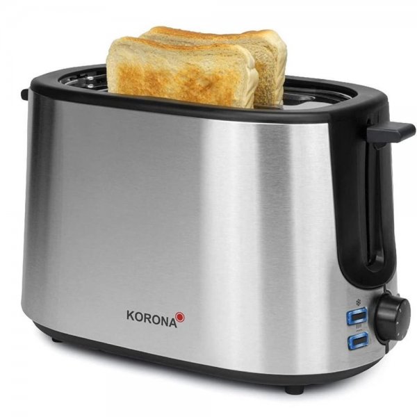 KORONA Toaster 21255 schwarz silber Edelstahl 2 Scheiben mit Brötchenaufsatz 1000 W Krümelschublade