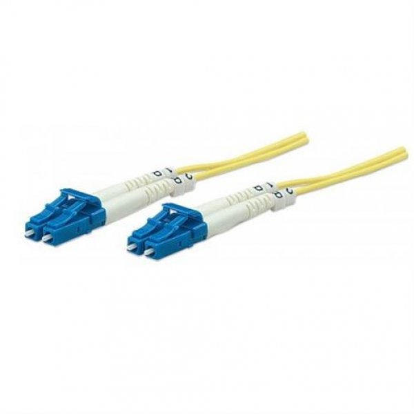 Intellinet Glasfaser LWL-Anschlusskabel, Duplex, Single, Gelb, 2m, OS2, LC/LC