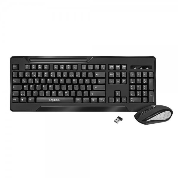 LogiLink ID0194 2,4 GHz Funk Tastatur Maus Set schwarz kabellos 1000dpi spritzwassergeschützt