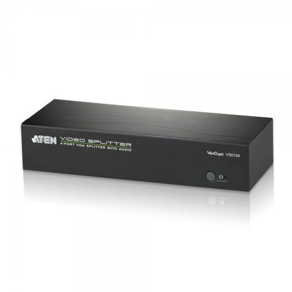 ATEN VS0104 4-Port VGA Audio Splitter RS-232 450 MHz Schwarz