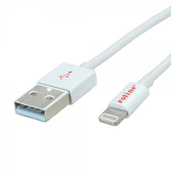 ROLINE USB 2.0 Sync- & Ladekabel Lightning weiss 1,0 m