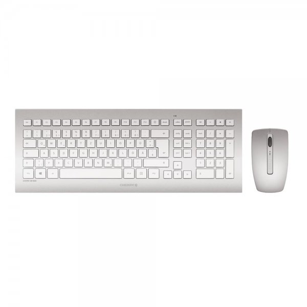 CHERRY DW 8000 Funk Tastatur Maus Desktop Set silber/weiß deutsch schnurlos USB