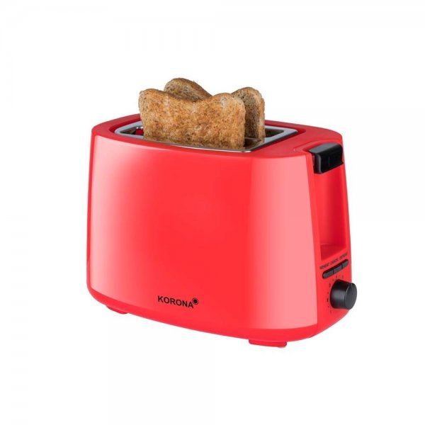 KORONA 2-Scheiben-Toaster Rot Brötchenaufsatz Auftaufunktion Aufwärmen 750 Watt