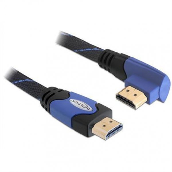 Delock Kabel High Speed HDMI mit Ethernet – HDMI A Stecker > HDMI A Stecker gewinkelt 4K 5 m Blau