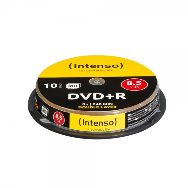 Intenso DVD+R DL 8,5GB/240 min. 8x Speed Cakebox/Spindel mit 10 Discs Rohlinge