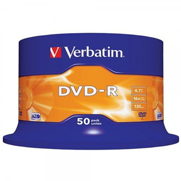 50x Verbatim DVD-R Rohlinge 4,7GB 16x Spindel
