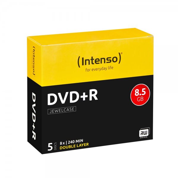 Intenso DVD+R DL 8,5GB/240 min. 8x Speed Jewel Case mit 5 Discs Rohlinge