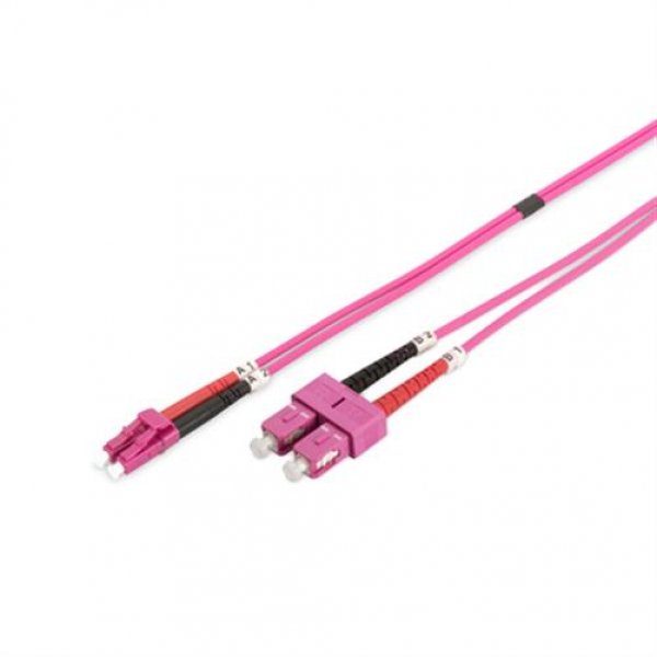 DIGITUS LWL Multimode Duplex Patchkabel OM4 LC/SC Violett 5m Netzwerkkabel Kabel Anschlusskabel