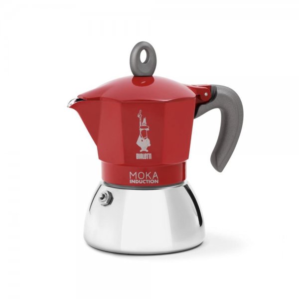 Bialetti New Moka Espressokocher Rot 4 Tassen Aluminium für vier Tassen Induktion geeignet Camping