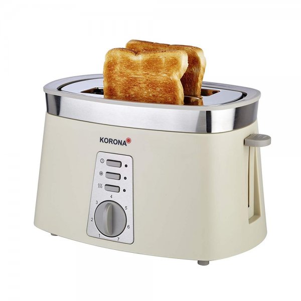 KORONA 2-Scheiben-Toaster Cremé Brötchenaufsatz Auftaufunktion Aufwärmen 920W