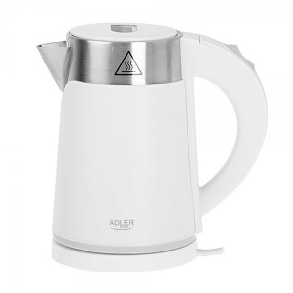 Adler AD 1372 White Wasserkocher 0,6L Weiß 800 W 360° Drehbarer Sockel Wasserkessel Kanne Tee