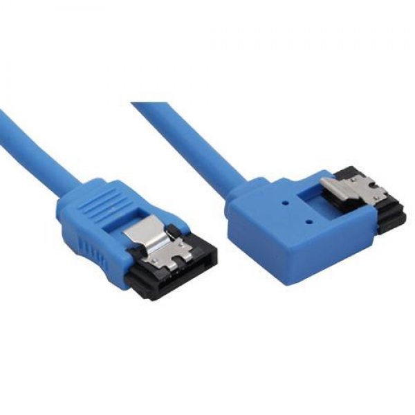 InLine® SATA 6Gb/s Anschlusskabel rund, abgewinkelt links, blau, 0,5m