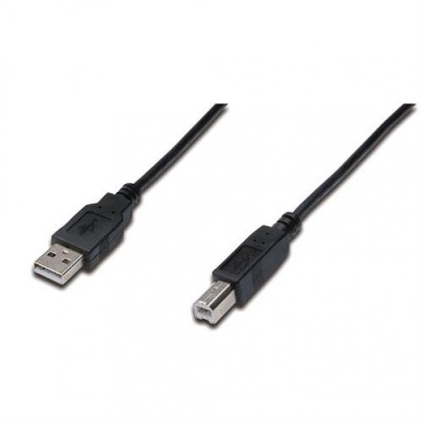 ASSMANN USB Anschlusskabel Typ A-B USB 2.0 kompatibel Stecker/Stecker 3 m Schwarz