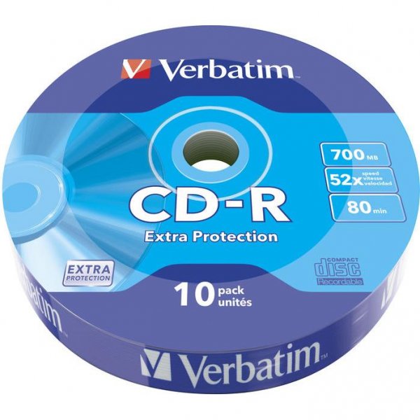 10x Verbatim CD-R Rohlinge 700MB Extra Protection 52x Speed Spindel