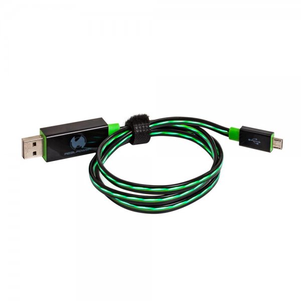 RealPower LED floating cable green Micro-USB Datenkabel Ladekabel Grün LED-Welle Ladegeschwindigkeit