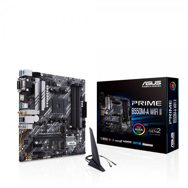 ASUS PRIME B550M-A WIFI II Gaming Mainboard Sockel Ryzen AM4 (AMD B550, mATX, PCIe, WiFi6, Dual M.2)