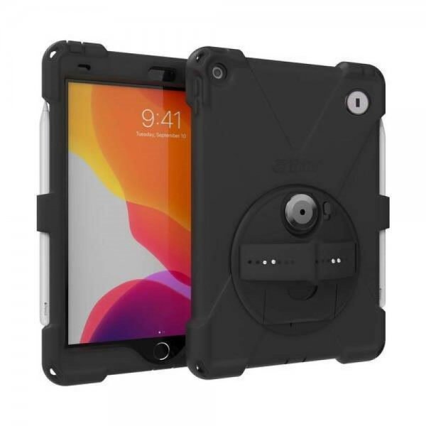 The Joy Factory aXtion bold MPS für iPad 10.2 Schutzhülle schwarz Silikon Tablet Hülle drehbare Handschlaufe