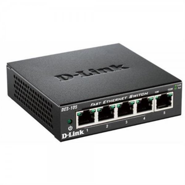 D-Link DES-105 5-Port Layer2 Fast Ethernet Netzwerk Switch 10/100Mbps LAN RJ-45