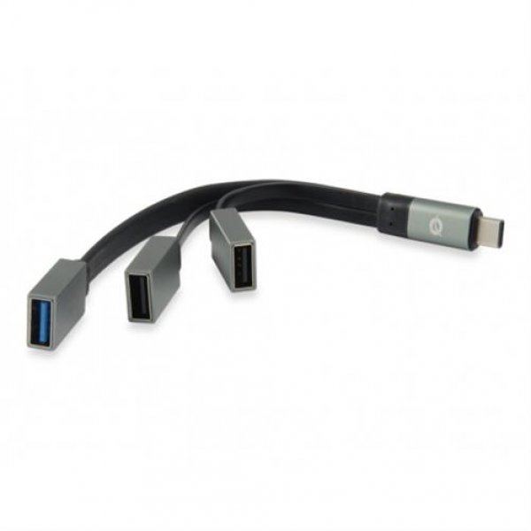 Conceptronic HUBBIES USB 3.1 Type-C Kabel HUB zu USB-3.0 / USB-2.0 Kabel Adapter Grau