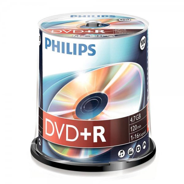 Philips 100 x DVD+R - 4.7 GB 16x - Spindel - Speicherme # DR4S6B00F/00