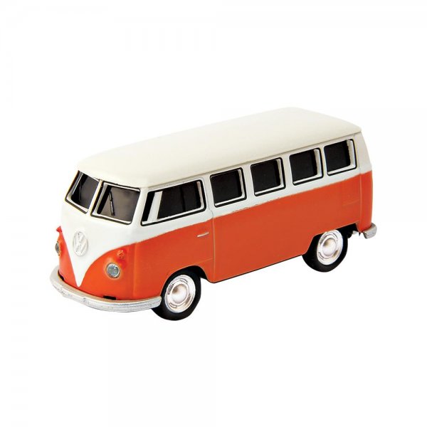 GENIE USB-Stick 32GB "VW Bus" orange/weiß Bully Modellauto Metall Scheinwerfer LED beleuchtet