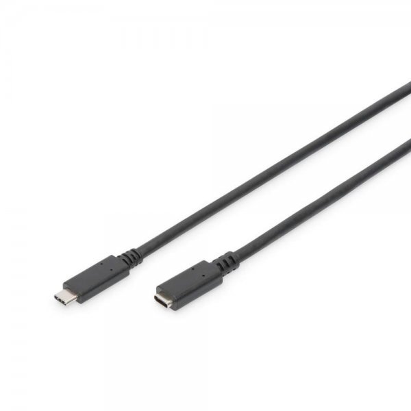 DIGITUS USB Type-C Verlängerungskabel Typ-C - C Stecker / Buchse 2m 3A 480MB USB2.0 Schwarz Kabel