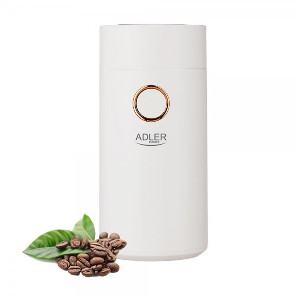 Adler AD 4446wg Elektrische Kaffeemühle Weiß-Gold aus Edelstahl 150 W Gewürzmühle Chillimühle
