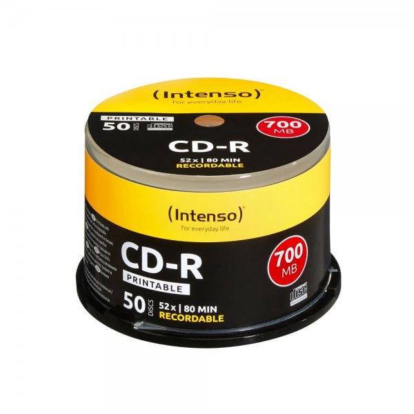 Intenso CD-R 700 MB/80 min. Printable bedruckbar Cakebox/Spindel mit 50 Discs Rohlinge