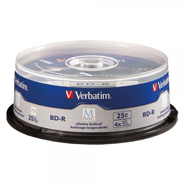 Verbatim M-DISC BD-R 25GB 1-4x - 1 Spindel á 25 Disc mit wasserfestem Stift beschreibbar