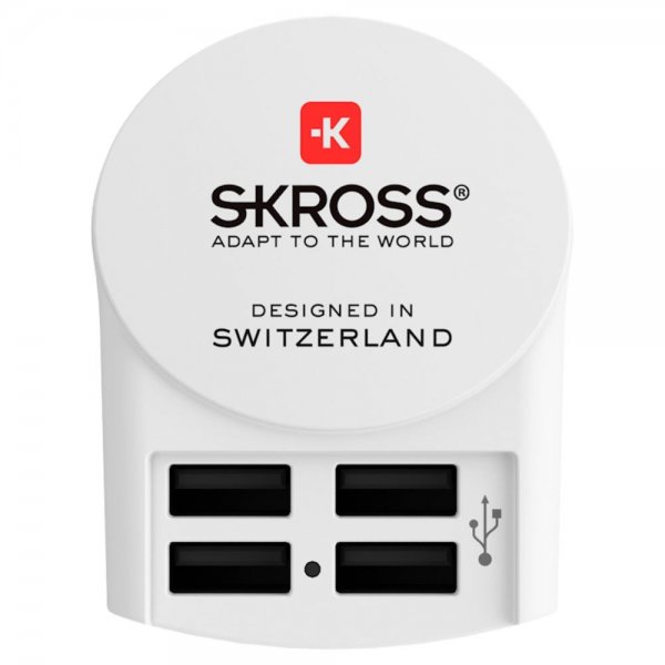 SKROSS Reisestecker "Euro USB Charger - 4x USB-A" Weiß für Länder mit Euro-Steckdosenstandard