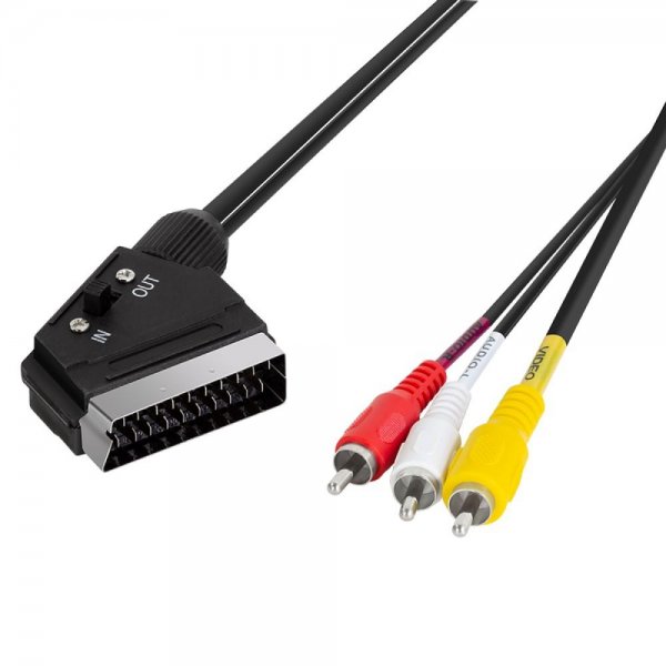 Logilink CA1029 RCA Kabel Chinch Scart 21 Pins zu 3x RCA Stecker (Audio Video)